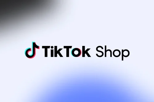 Logo do TikTok Shop em fundo claro, representando a funcionalidade de vendas dentro da plataforma TikTok.